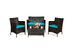 4 Piece Outdoor Patio PE Rattan Wicker Table Shelf Sofa Furniture Set With Cushion - Turquoise
