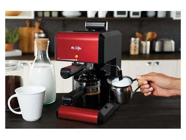 Mr. Coffee BVMC-ECM270R Steam Espresso Maker, Red - Red