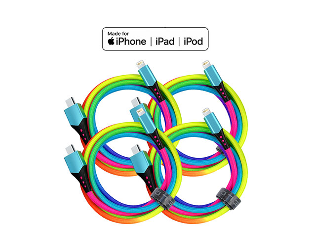MFI Certified Rainbow Lightning Cable 2M (USB-C/4-Pack)