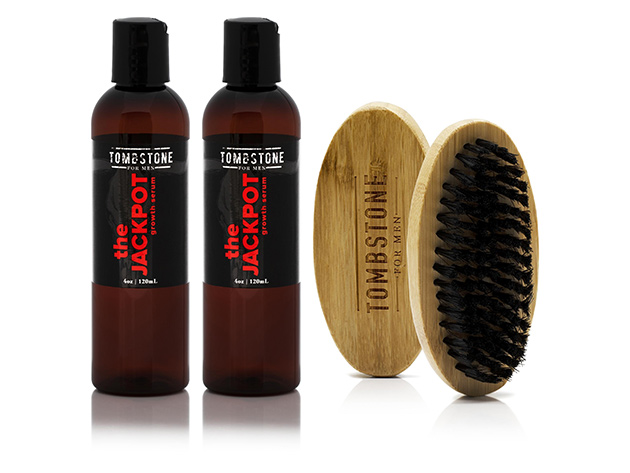 The Jackpot Vegan KGF Hair Growth Serum (2-Pack) & The Beard Brush Set