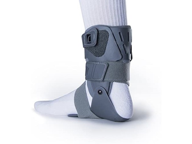 Ossur Rebound Ankle Support Brace with Secured Application Stability Strap, For Right Leg, Size: Small, Gray