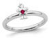 Sterling Silver Stackable Band Ring with Little Girl and Lab Created Ruby Accent - 8