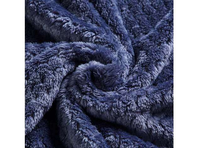 Classic Textured Fleece Throw Midnight