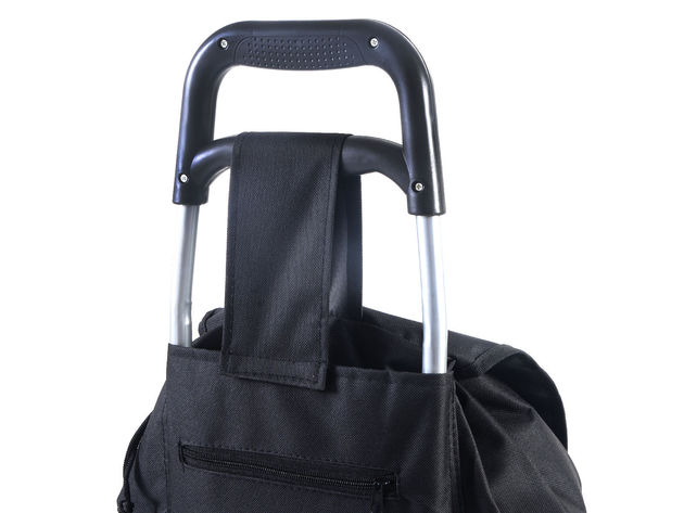 Costway Black Large Capacity Light Weight Wheeled Shopping Trolley Push Cart Bag - Black