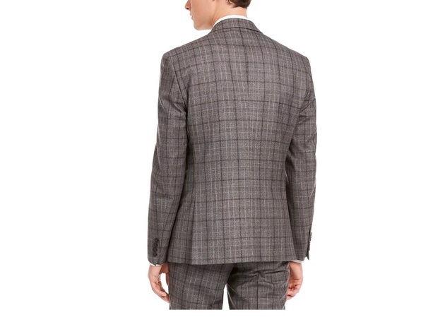 Bar III Men's Slim-Fit Gray Plaid Suit Separate Jacket Gray Size 40