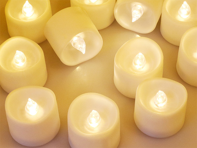 Tealights Flameless LED Flickering Candles (Pack of 12)