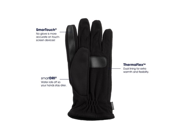 Isotoner Signature Men's Stretch smarTouch Gloves Black Size Medium