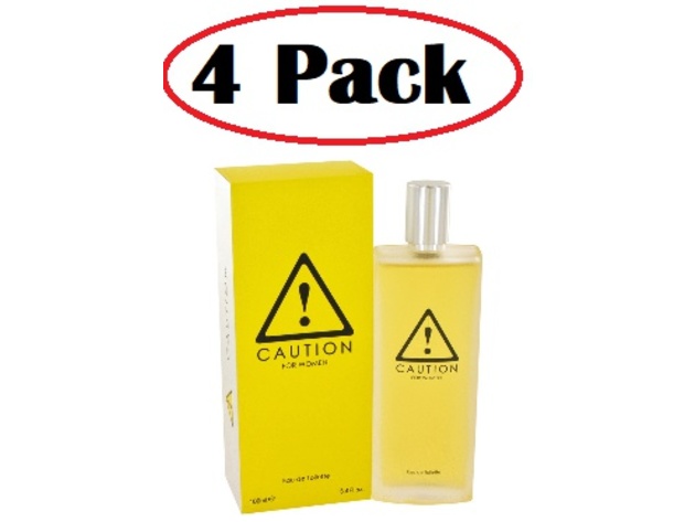 4 Pack of Caution by Kraft Eau De Toilette Spray 3.4 oz