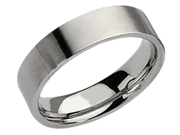Mens Chisel 6mm Stainless Steel Comfort Fit Wedding Band - 13