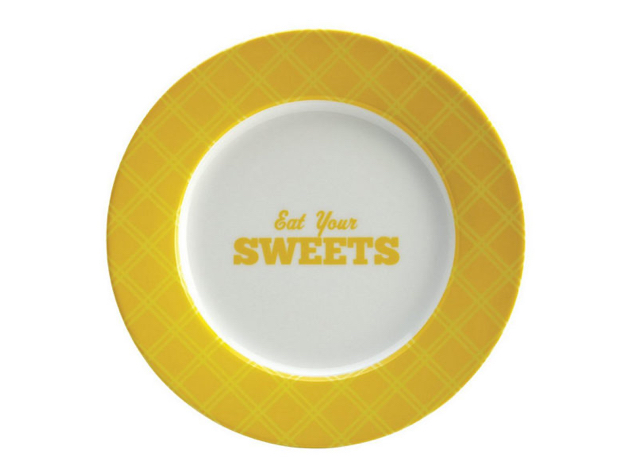 Cake Boss Serveware 4-Piece Porcelain Dessert Plate Set Patterns and Quotes - Multi colored