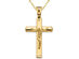 14K Yellow Gold Cross Polished Crucifix Pendant Necklace with Chain
