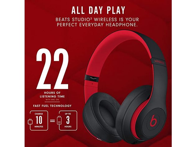 Beats Studio3 Wireless Over Ear Headphones MX422LL/A Defiant Black Red