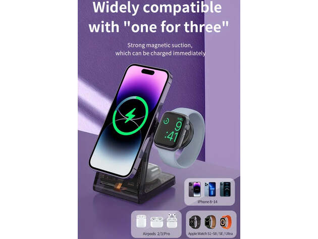 3-in-1 Transparent Magnetic Wireless Charging Station