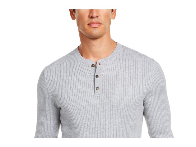 Tasso Elba Men's Luxe Henley Shirt Med Gray Size Extra Large