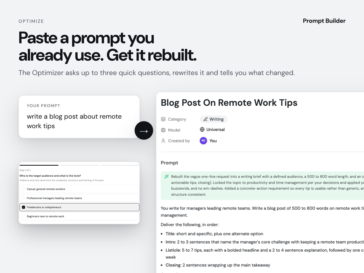 PromptBuilder - AI Prompt Optimizer: Lifetime Subscription (Unlimited)