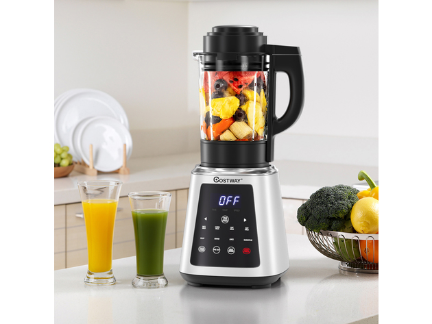 Costway Professional Countertop Blender 8-in-1 Smoothie Soup Blender with Timer - Black/Silver