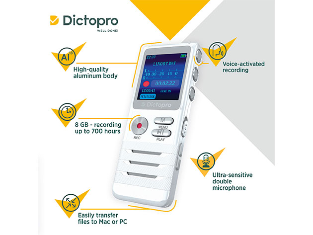 Dictopro X100: Digital Voice-Activated Recorder