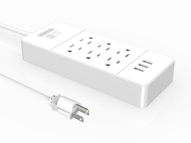 6-Outlet 3-USB Port Flat Plug Power Strip | Tech Deals