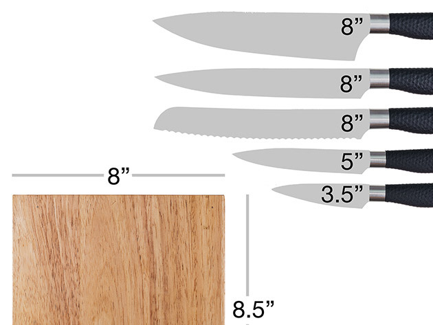 Nuvita 6-Piece Stainless Steel Knife Set with Magnetic Wooden Block