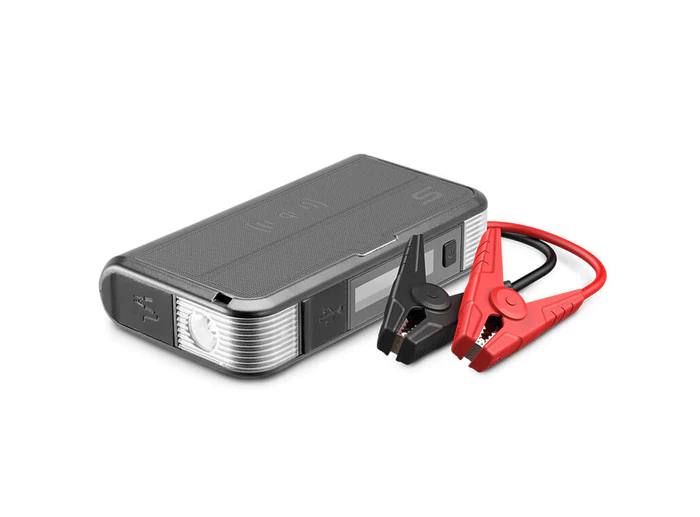 TYPE S 12V 6.0L Battery Jump Starter with Built-In Cable, LCD Display & 8,000mAh Qi Power Bank (Gray/Lightning)