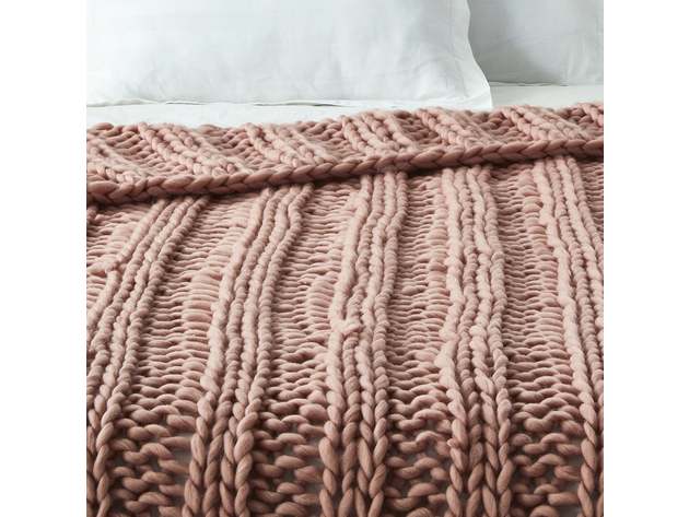 Yolly Channel Knit Throw (Blush Pink/ 50"x70")