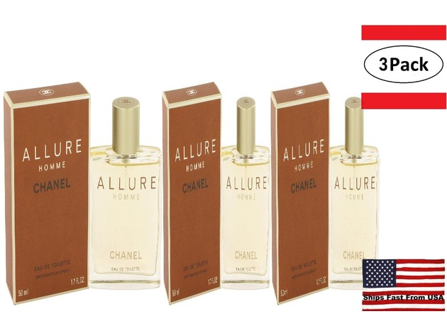 3 Pack ALLURE by Chanel Eau De Toilette Spray 1.7 oz for Men