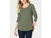 Style & Co Women's Long-Sleeve Crewneck Top Olive Size Large
