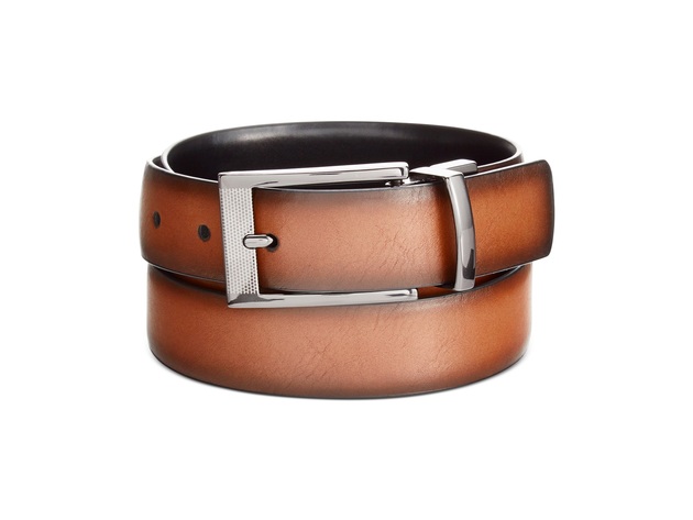 Alfani Men's  Leather Reversible Dress Belt"Tan Size 34