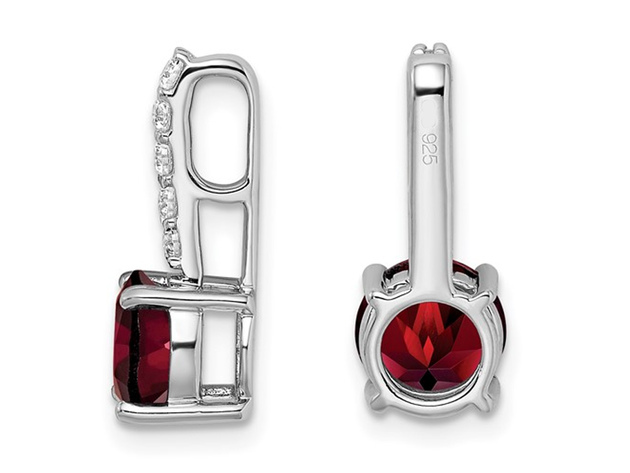 1.25 Carat (ctw) Garnet Pendant Necklace in 14K White Gold with Diamonds