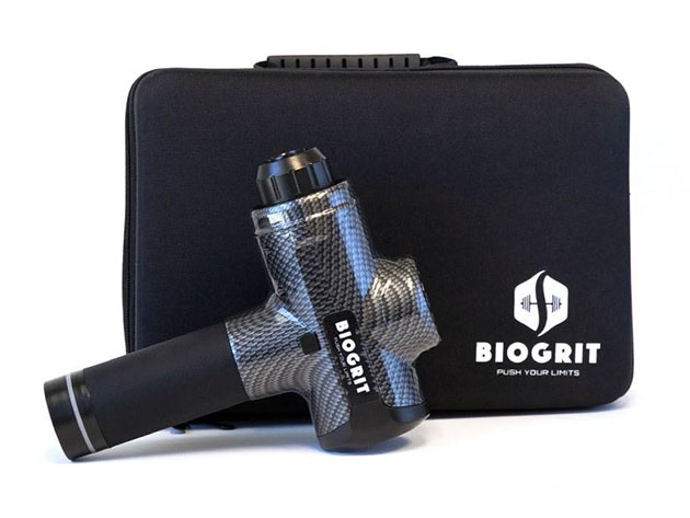 BioGrit Massage Gun + 8 Replaceable Massage Heads (Carbon Fiber)