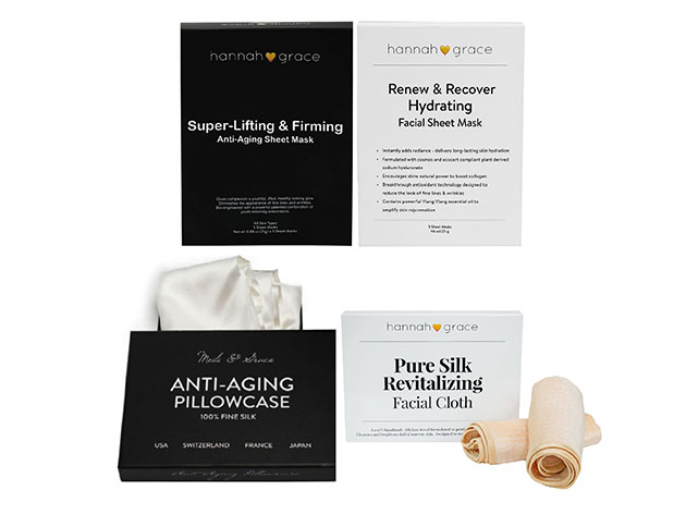 The Ultimate Anti-Aging Bundle: Sheet Masks, Washcloth & Pillowcase (King)