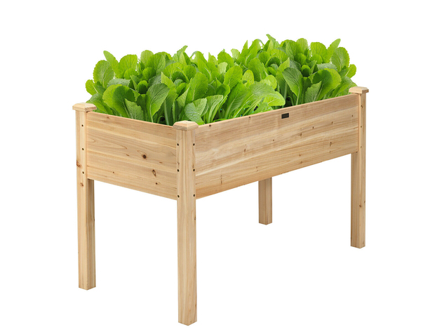 Costway Wooden Raised Vegetable Garden Bed Elevated Grow Vegetable Planter 