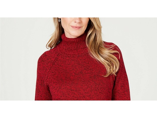 Karen Scott Women's Marled Cotton Turtleneck Sweater Red Size XX-Large