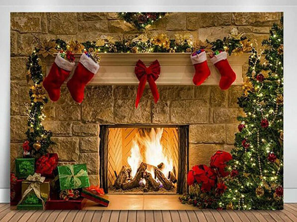 Christmas Fireplace Photography Backdrop | StackSocial