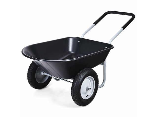 Costway 2 Tire Wheelbarrow Cart Heavy-duty Dolly Utility Cart - Black