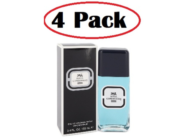 4 Pack of ROYAL COPENHAGEN by Royal Copenhagen Cologne Spray 3.4 oz