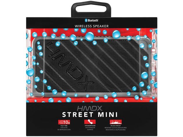 HMDX HX-P203GY Street Mini Portable Bluetooth Speaker with IPX4 Waterproof, Black (New Open Box)