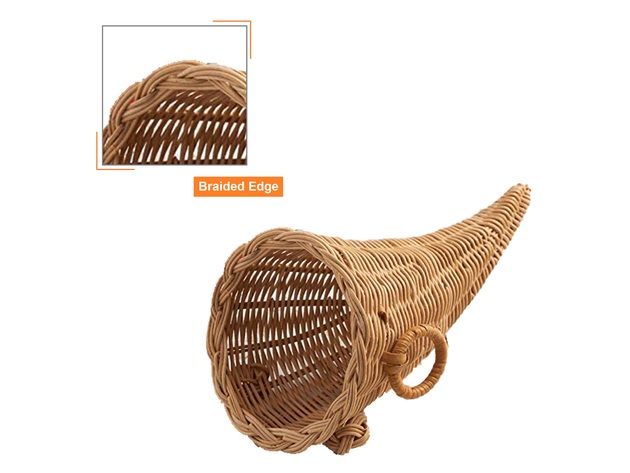 Homvare Wicker Cornucopia, Small Branch Standard Twiggy Vine ornament, decor for home parties, lunch & dinner, Thanksgiving, Fall, autumn & Christmas - Indoor and Outdoor - 7 3/4"