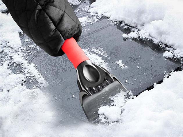 Warm Fleece Glove Ice Snow Scraper Car Frost Clean Removal Window Windshield 