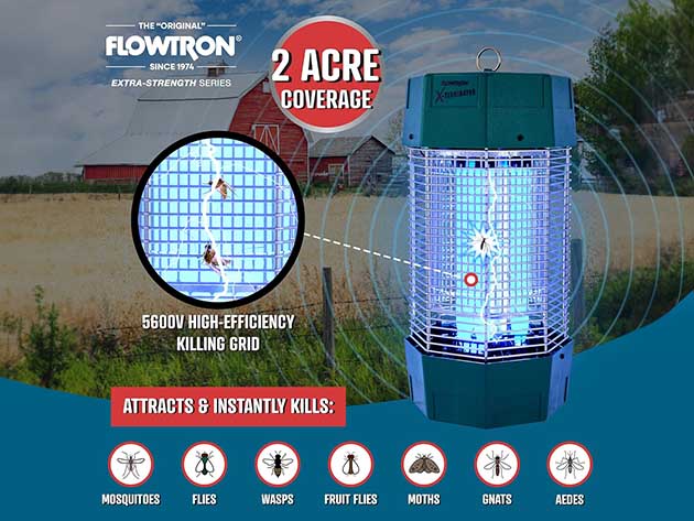 Flowtron 2 Acre Coverage Electric Bug Zapper (150W, Indoor/Outdoor)