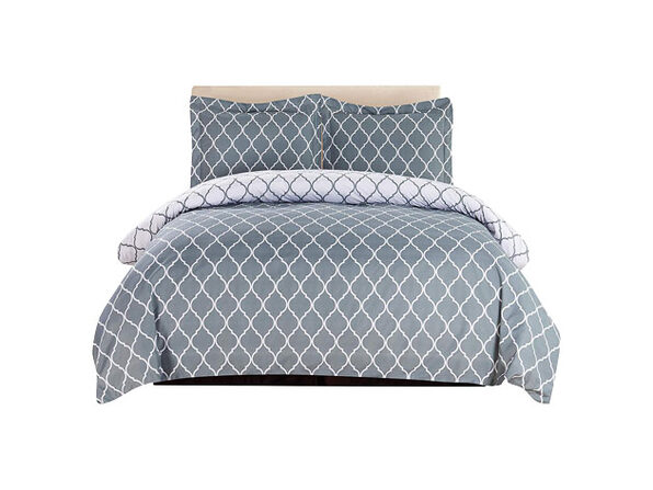 Lux Decor Collection 3 Piece Gray White Duvet Cover Set King Cal