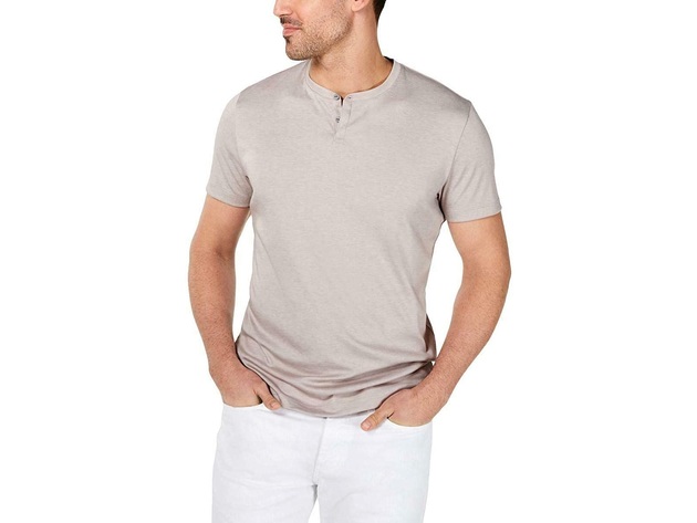 Alfani Men's Soft Touch Stretch Henley Grey Size Extra Large