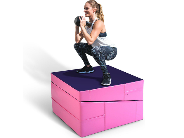 Costway Incline Gymnastic Pad Folding Wedge Ramp Gym Fitness Exercise Sport Tumbling Mat - Purple