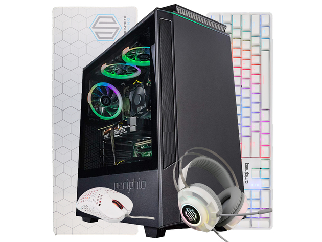 Periphio Phantom Gaming PC Tower Desktop Computer, Intel Quad Core i7 3.3GHz, 16GB RAM, 500GB SSD + 1TB 7200 RPM HDD, Windows 10, GTX 1660 Super 6GB Graphics Card, HDMI, Wi-Fi