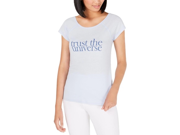 Ideology Women's Trust The Universe Graphic Yoga T-Shirt Blue Size Large