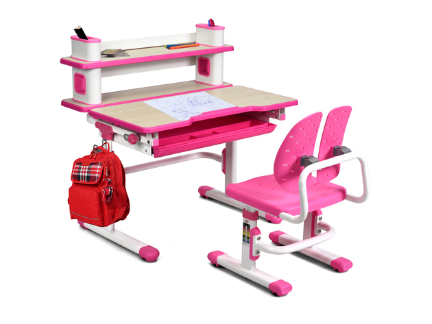 Costway Children's Desk Chair Set Height Adjustable Study Table - Pink