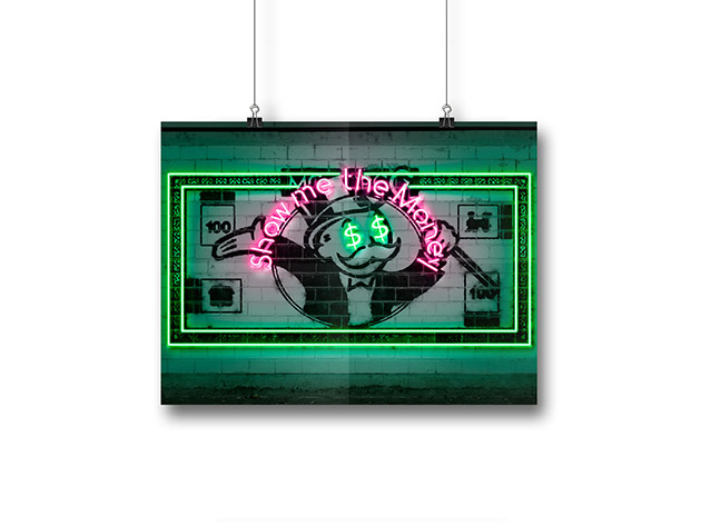 Octavian Mielu Neon Illusion Wall Art (Show Me The Money 16x12)