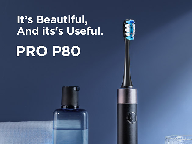 Fairywill P80 Pressure Sensor Electric Toothbrush with 8 Brush Heads
