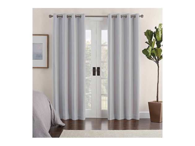 Eclipse Ambiance Chevron Draft Stopper Energy Saving 100% Blackout Grommet-Top 50 Inches x 108 Inches Single Curtain Panel, Grey