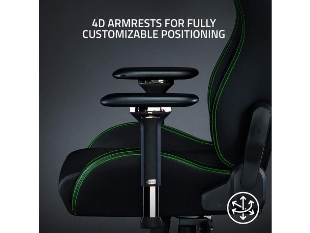 Razer Iskur Gaming Chair: Ergonomic Lumbar Support System - Multi-Layered Synthetic Leather - High Density Foam Cushions - Engineered to Carry - Memory Foam Head Cushion - Black/Green - Certified Refurbished Brown Box